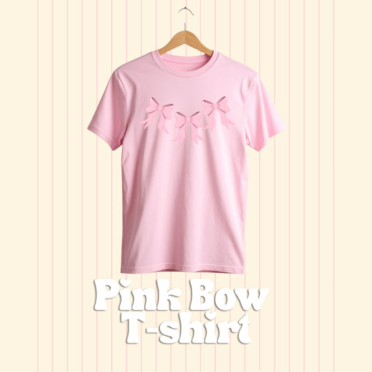 Little Bow Adult T-Shirt | Pink, Lilac & Powder Blue Bow T-Shirt