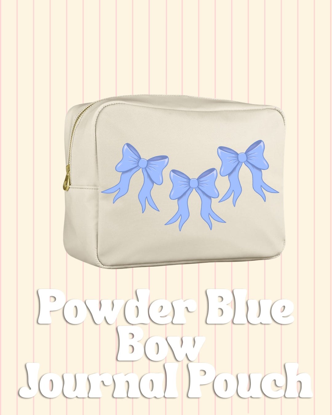Everyday organiser pouch with powder blue bow pattern