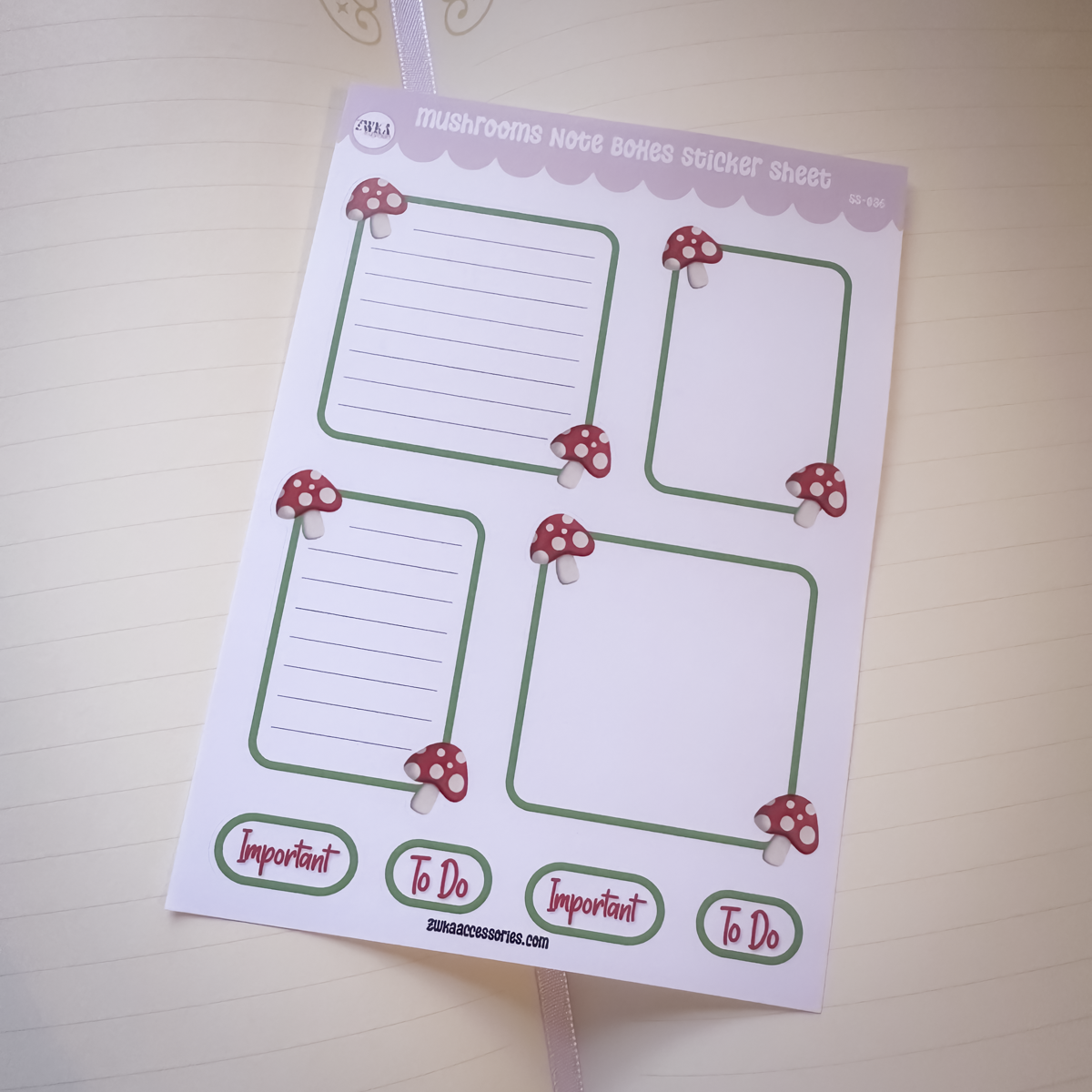 Mushrooms Note Boxes Icons Sticker Sheet