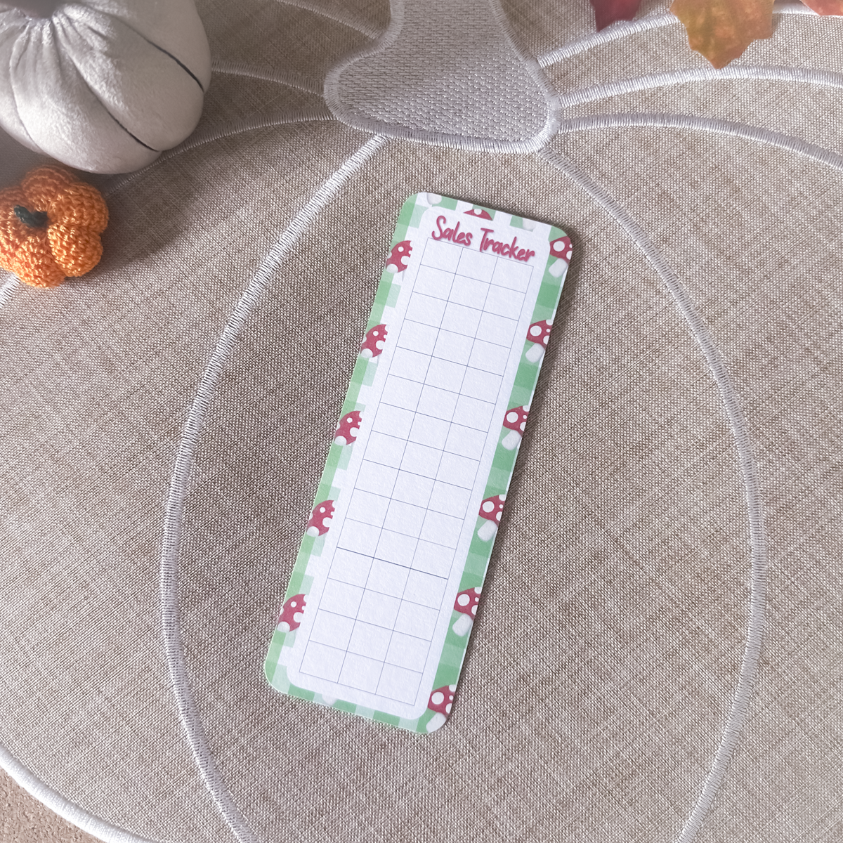 Mushroom Pattern Sales Tracker Bookmark