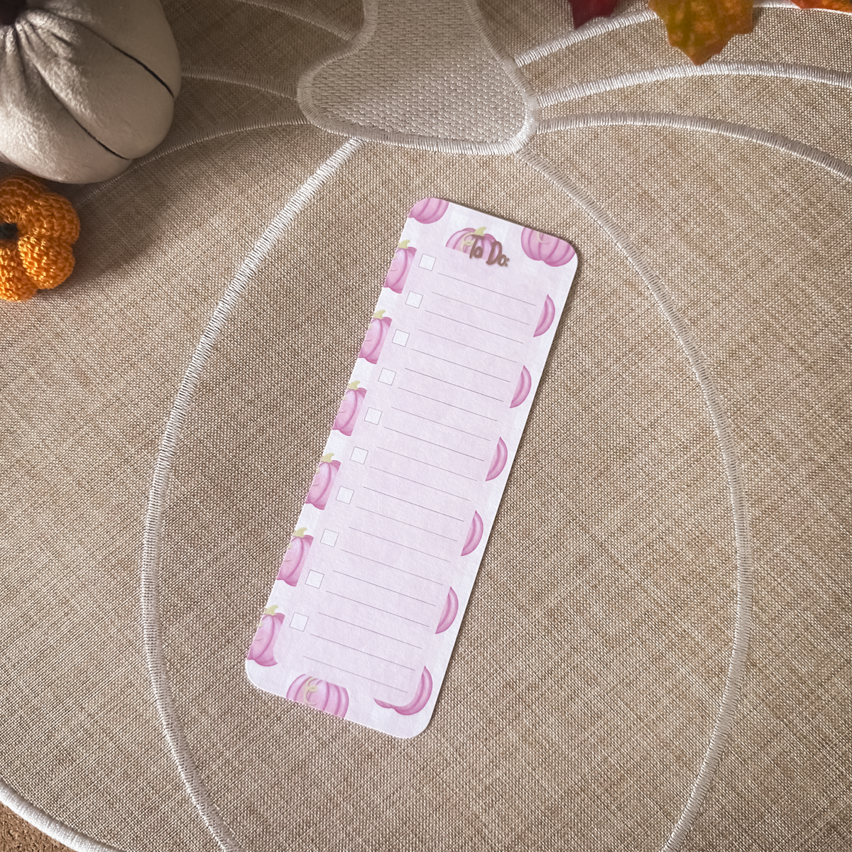Pink Pumpkin Gingham To Do List Bookmark