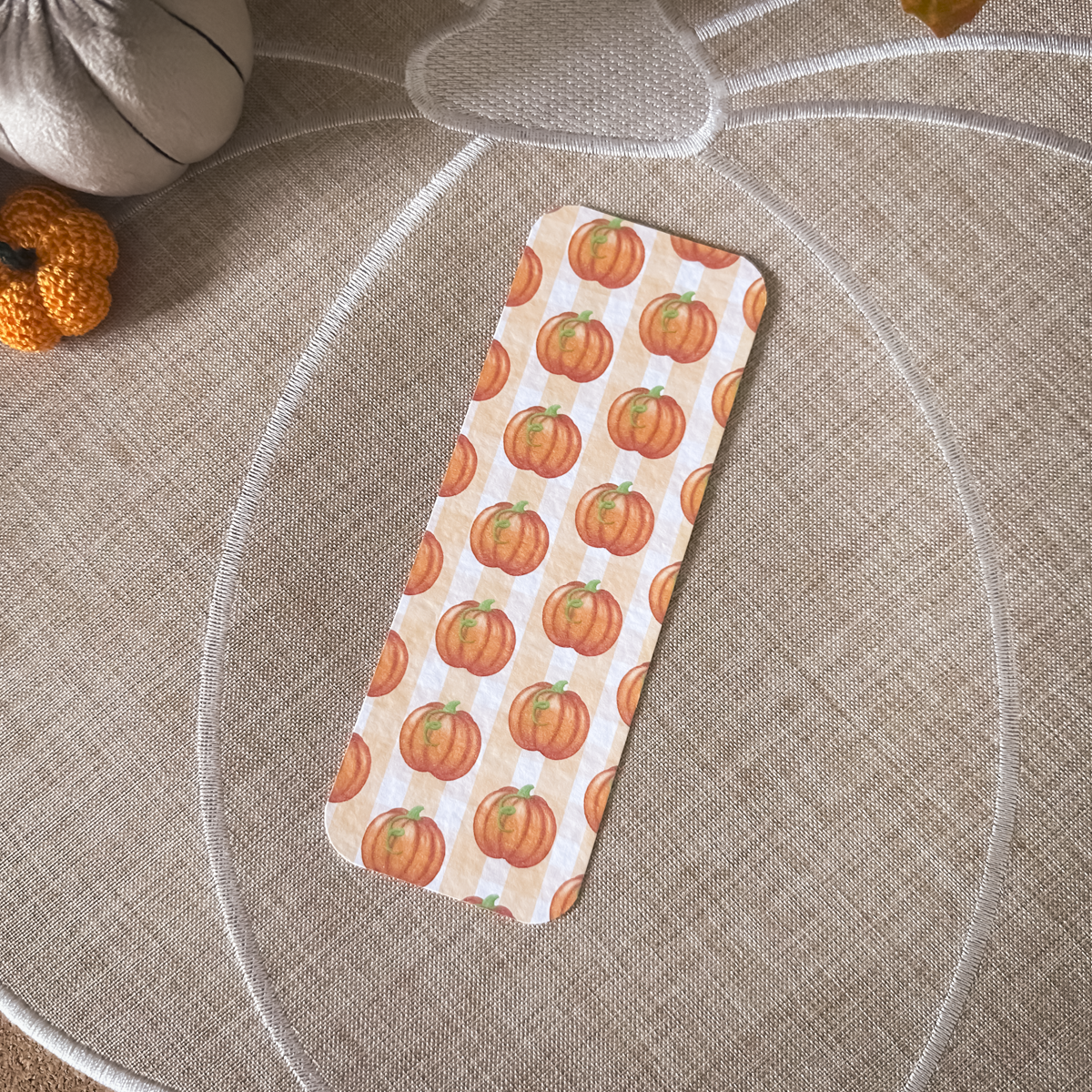 Orange Pumpkin Gingham Bookmark