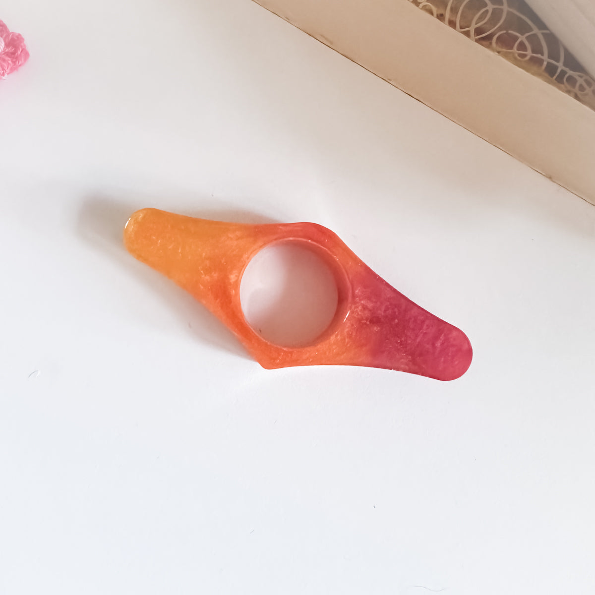 Red and Orange Resin Book Page Holder | Handmade Reading Thumb Holder