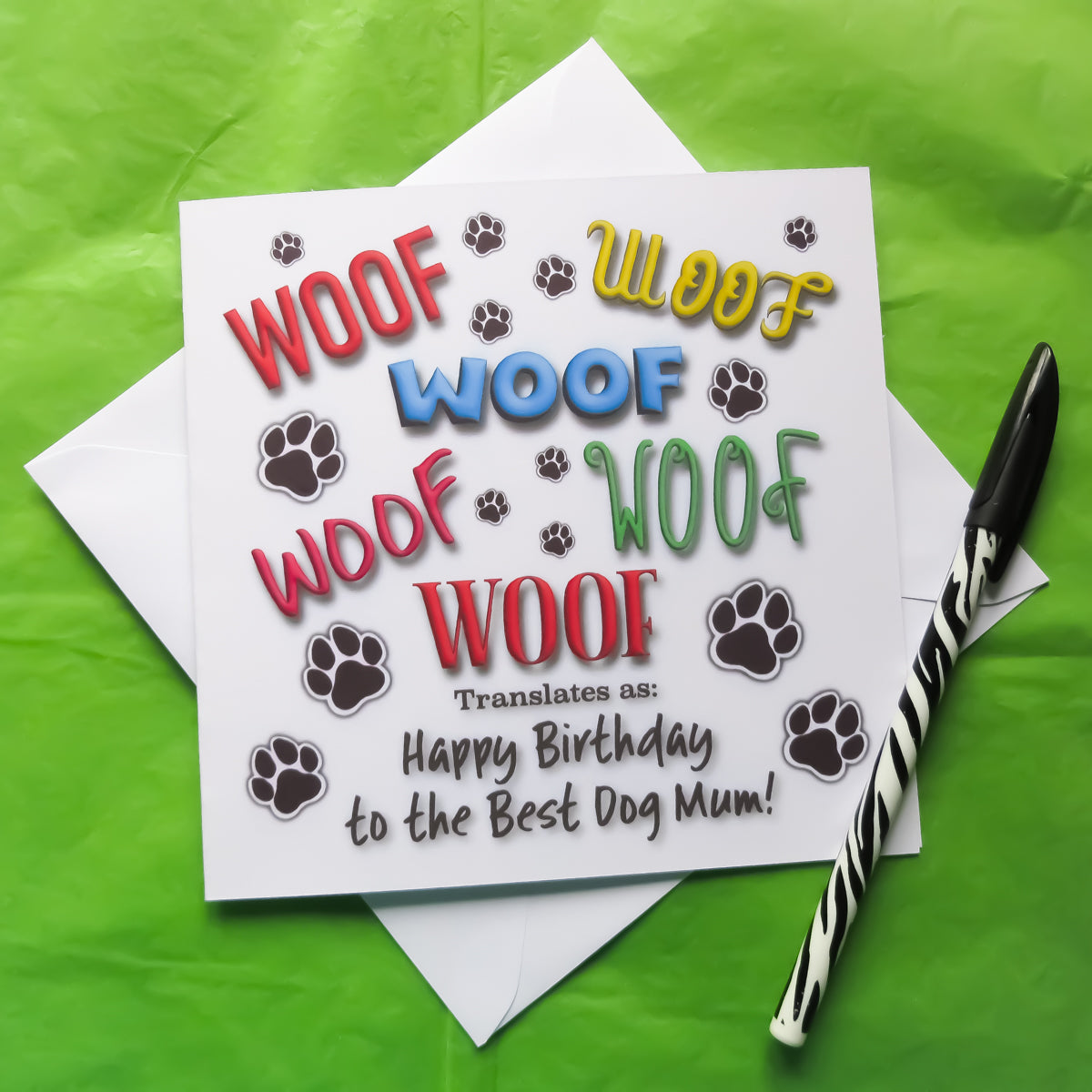 Happy Birthday to the Best Dog Mum Greeting Card with square envelopeFront view