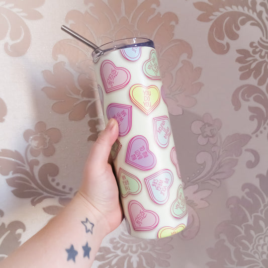 END OF LINE - Mint Green I Heart Me Skinny Tumbler 20oz