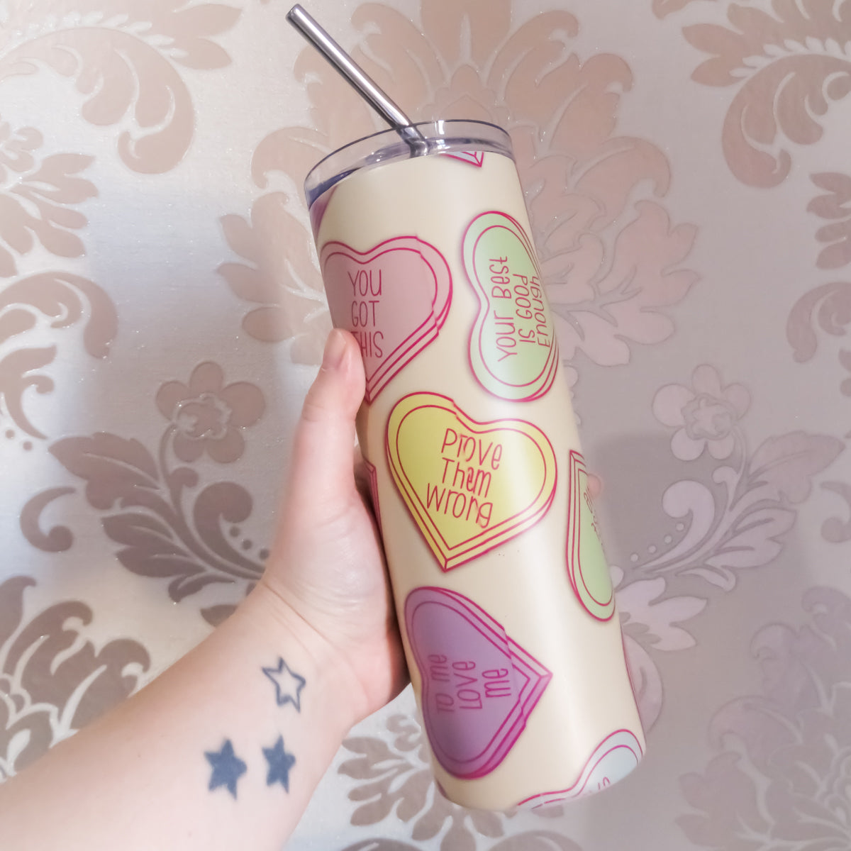SAMPLE - Beige I Heart Me Skinny Tumbler 20oz