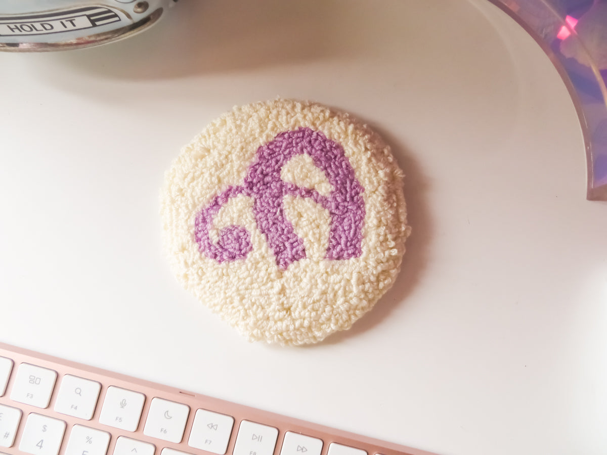 Lilac Initial Cream Round Mug Rug Coaster