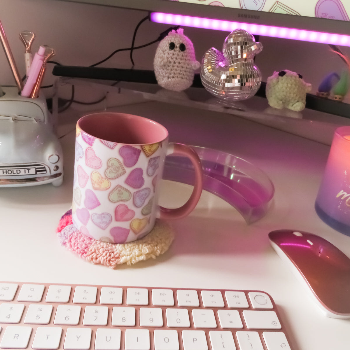 Purple Swirls Round Mug Rug Coaster