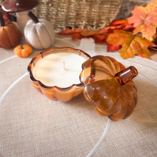 Sweet Pumpkin Pie Pumpkin Glass Candle | Autumn Scented Candle | Cosy Home Fragrance