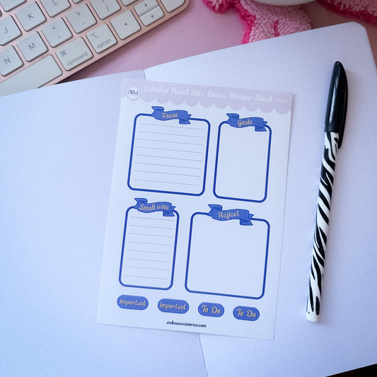 A6 planner sticker sheet with goal setting sections