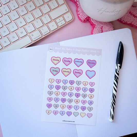I Heart Me Dates & Days Sticker Sheet | Starry Sticker Club Vault