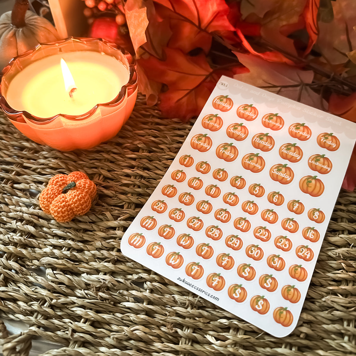 Pumpkin Date & Days Sticker Sheet