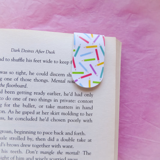 Pencil magnetic bookmark handmade from faux leather