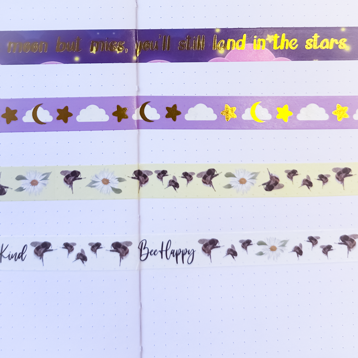 Aim for the Moon Gold Foil Quote Washi Tape