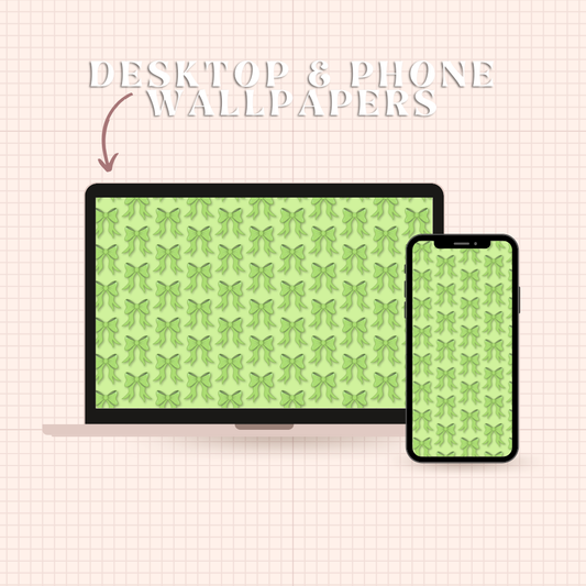 Green Bows on Green Desktop & Phone Wallpaper