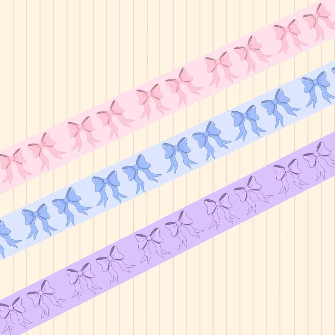 Little Bow Washi Tape | Pink, Lilac & Powder Blue Bow Washi Tape