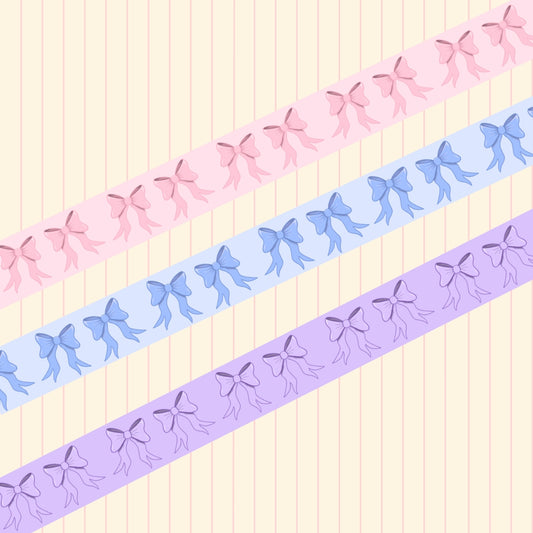 Little Bow Washi Tape | Pink, Lilac & Powder Blue Bow Washi Tape