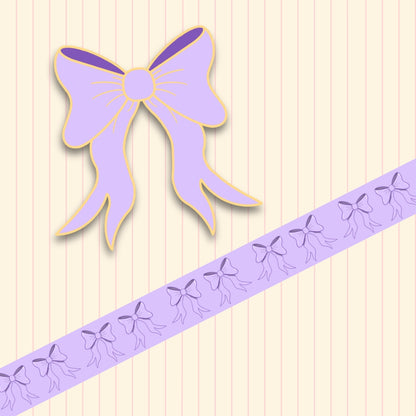Little Bow Enamel Pin & Washi Tape Bundle | Pink, Lilac & Powder Blue Bow Stationery Set
