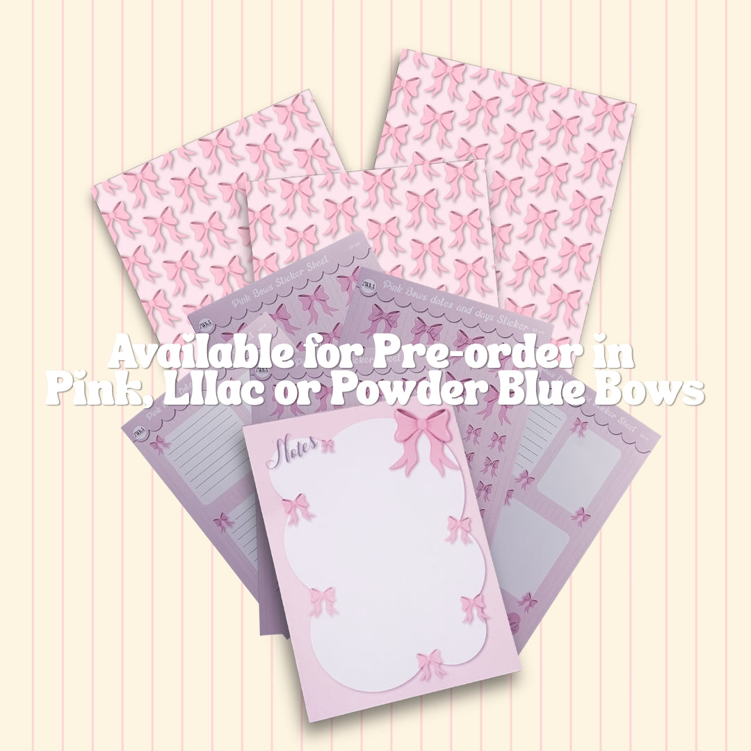 Little Bow Journal Set | Pink, Lilac & Powder Blue Stationery Bundle