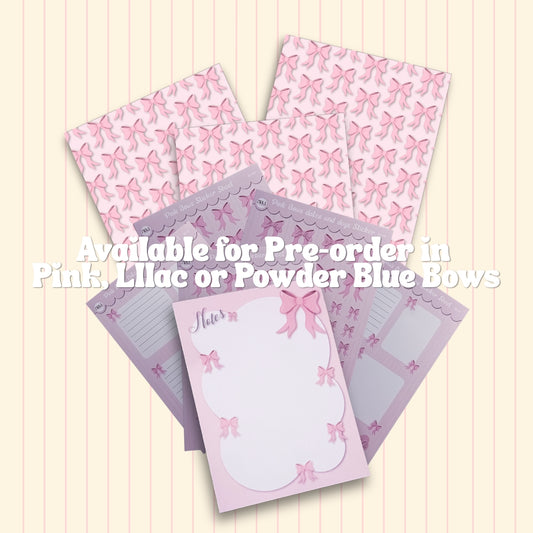 Little Bow Journal Set | Pink, Lilac & Powder Blue Stationery Bundle