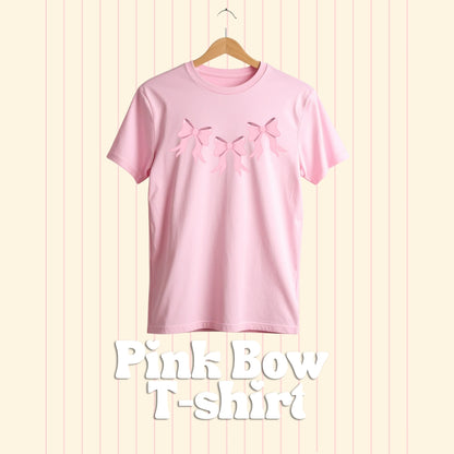 Little Bow Adult T-Shirt | Pink, Lilac & Powder Blue Bow T-Shirt