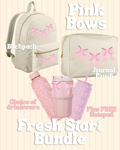 Pink Bow backpack and journal pouch bundle