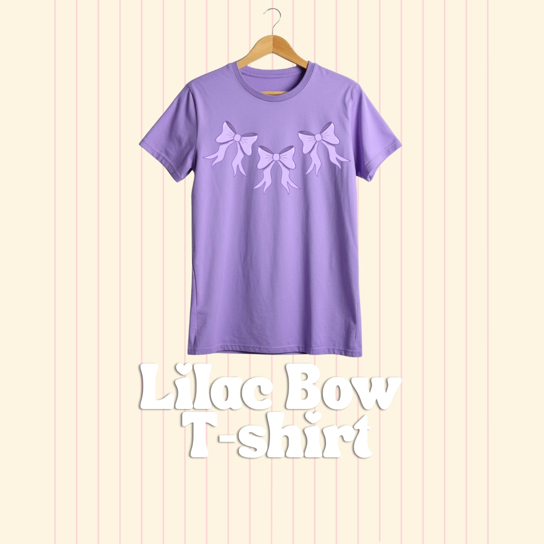 Little Bow Adult T-Shirt | Pink, Lilac & Powder Blue Bow T-Shirt