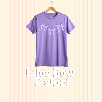 Little Bow Adult T-Shirt | Pink, Lilac & Powder Blue Bow T-Shirt