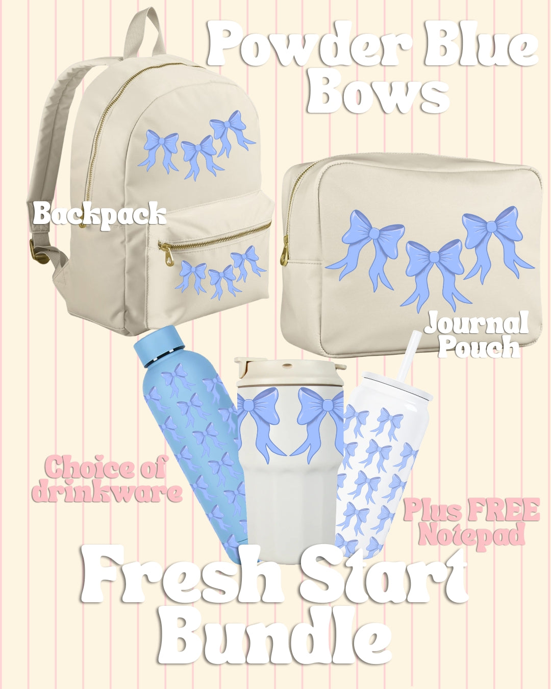 Fresh Start Edit Powder Blue Bow bundle by ZWKA Accessories