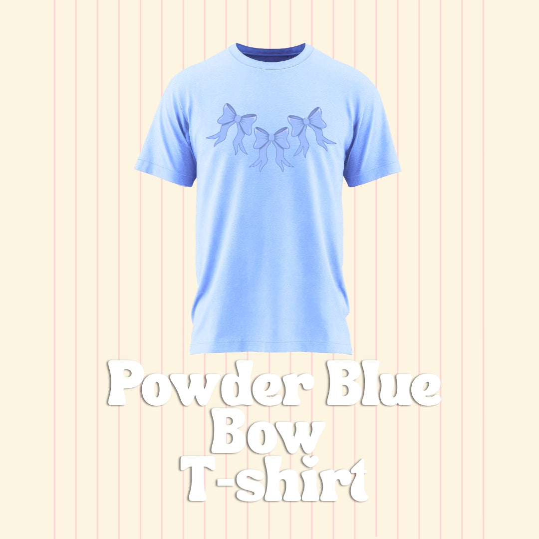 Little Bow Adult T-Shirt | Pink, Lilac & Powder Blue Bow T-Shirt