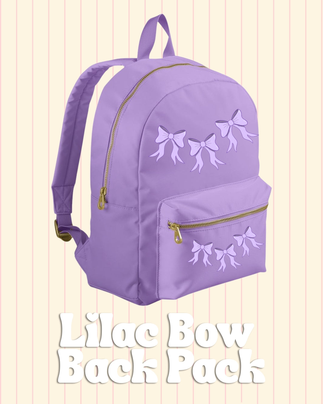 Cute everyday lilac bow backpack