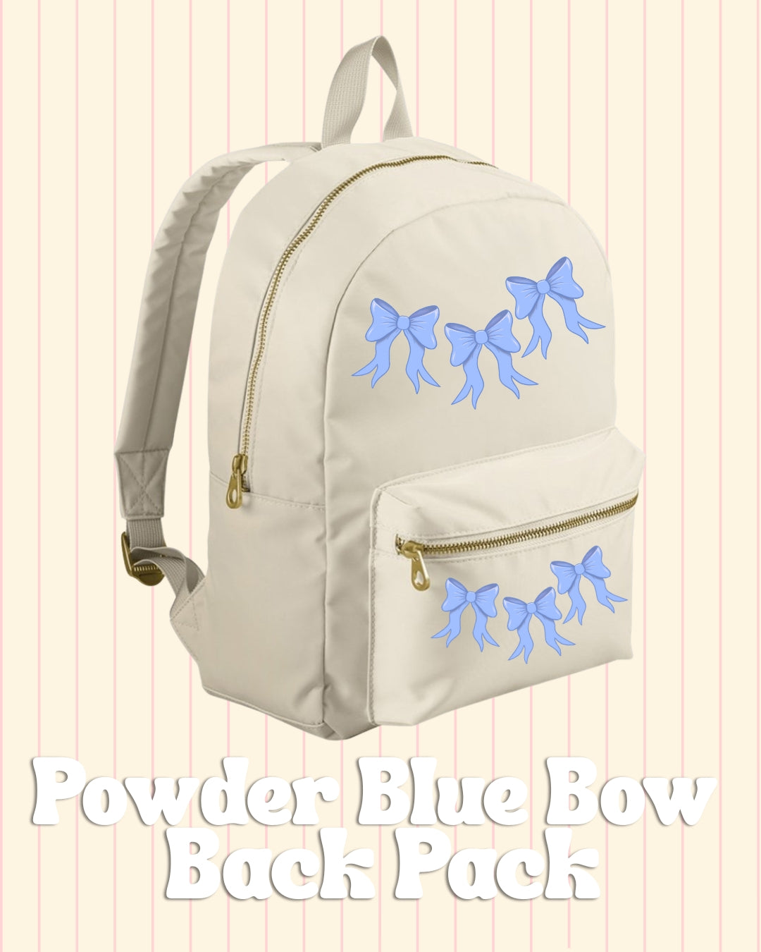 Backpack with bow design for school, work and university