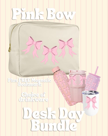 Pink Bow journal pouch stationery bundle