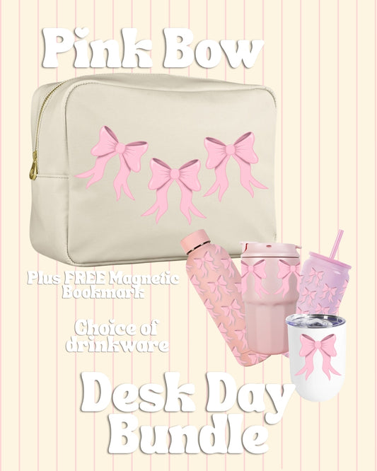Pink Bow journal pouch stationery bundle