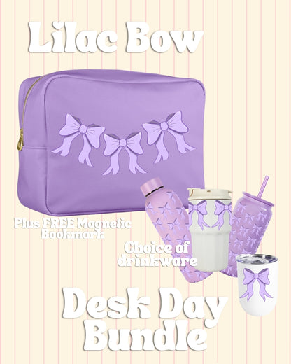 Lilac Bow Planner bundle with drinkware