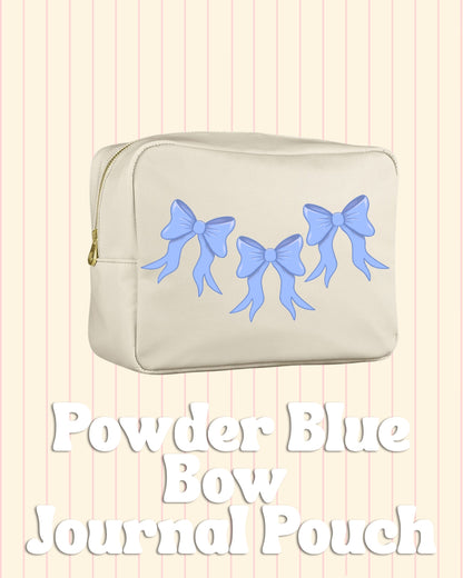 Everyday organiser pouch with powder blue bow pattern