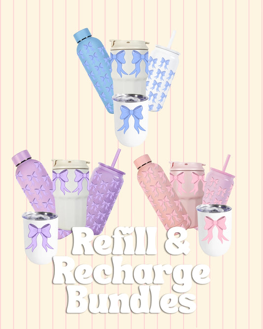 Bow travel mug, water bottle and tumbler set