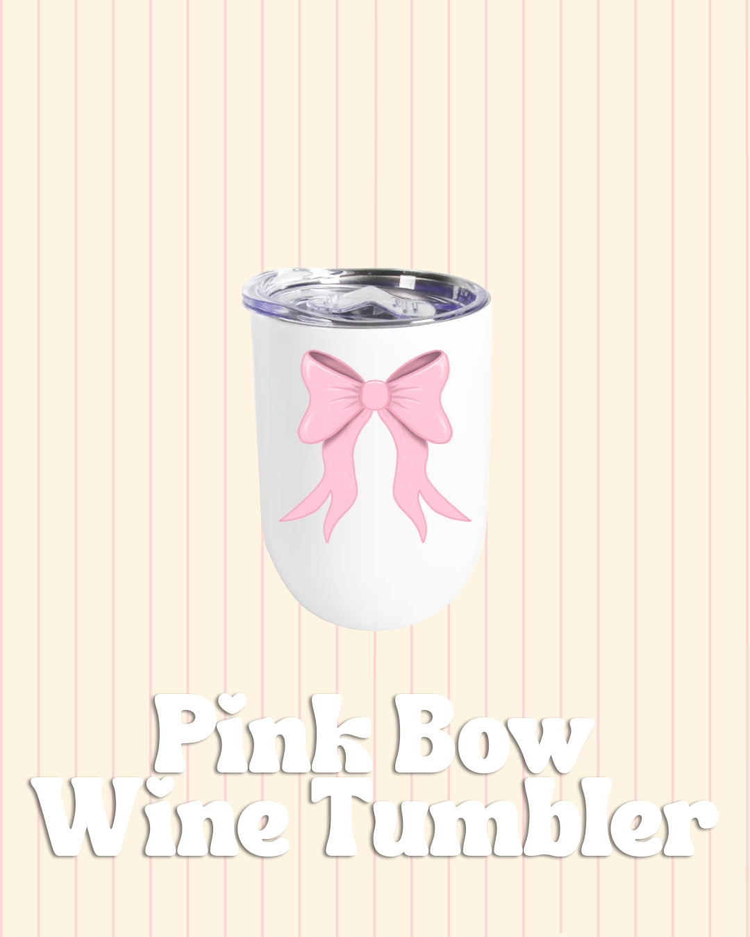 Pink bow stemless wine tumbler