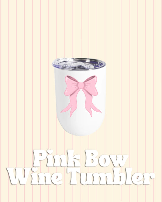 Pink bow stemless wine tumbler
