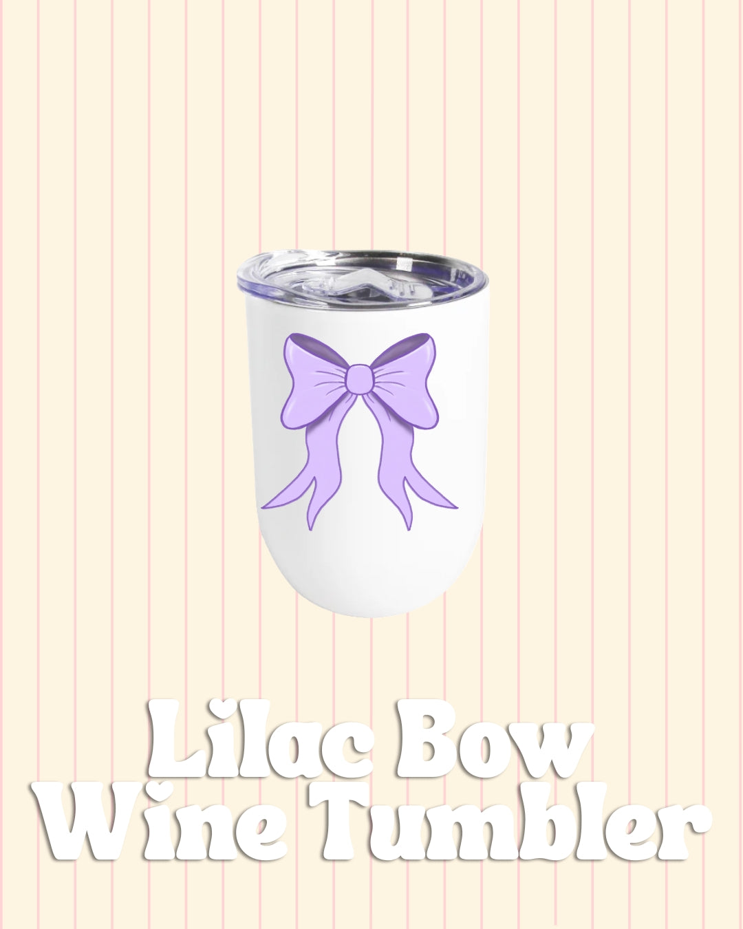 Cute insulated wine tumbler with lilac bow design