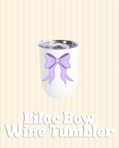 Cute insulated wine tumbler with lilac bow design