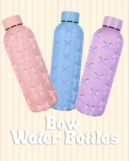 Bow stainless steel water bottles from The Fresh Start Edit