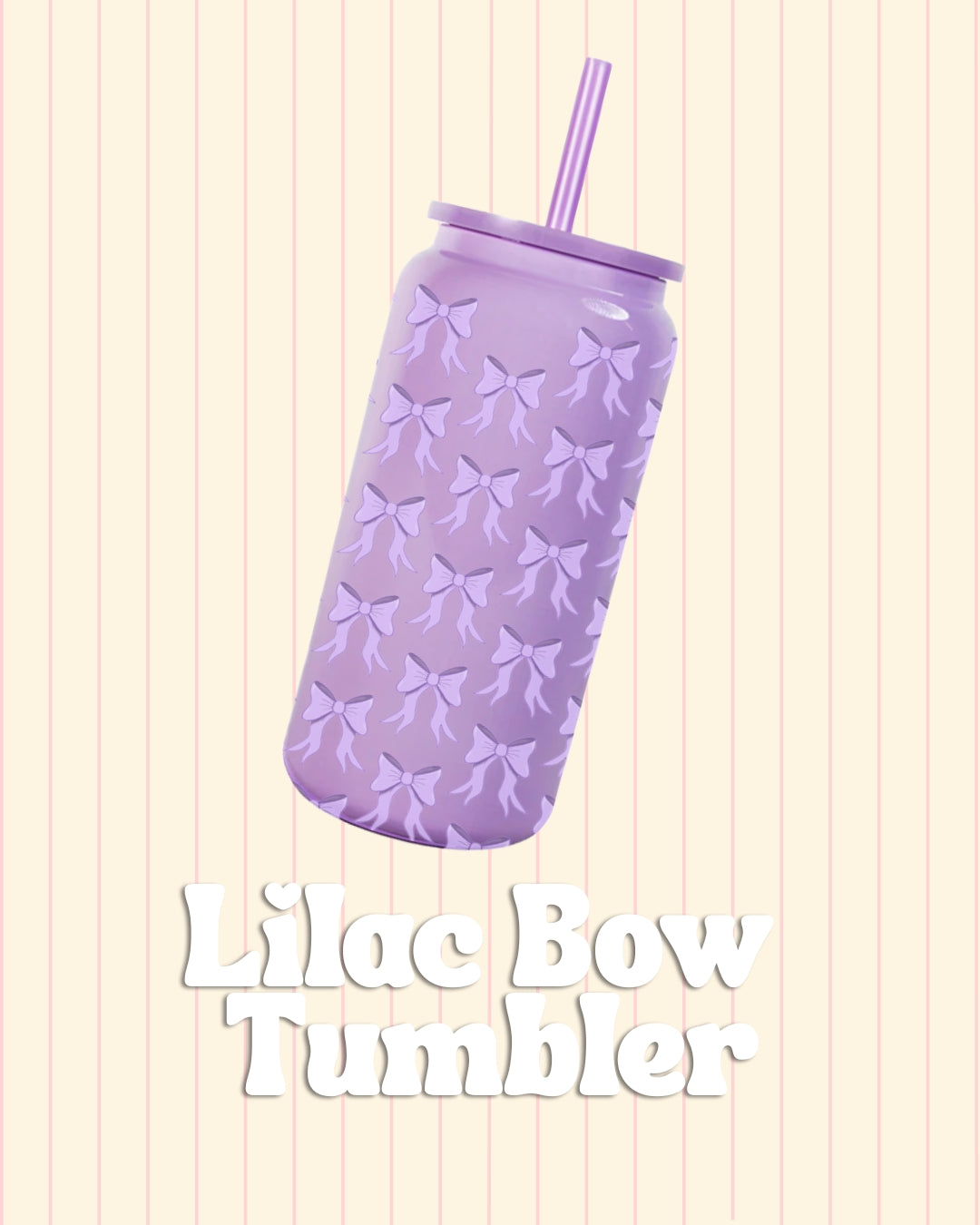 Cute reusable cold cup with lilac bow design