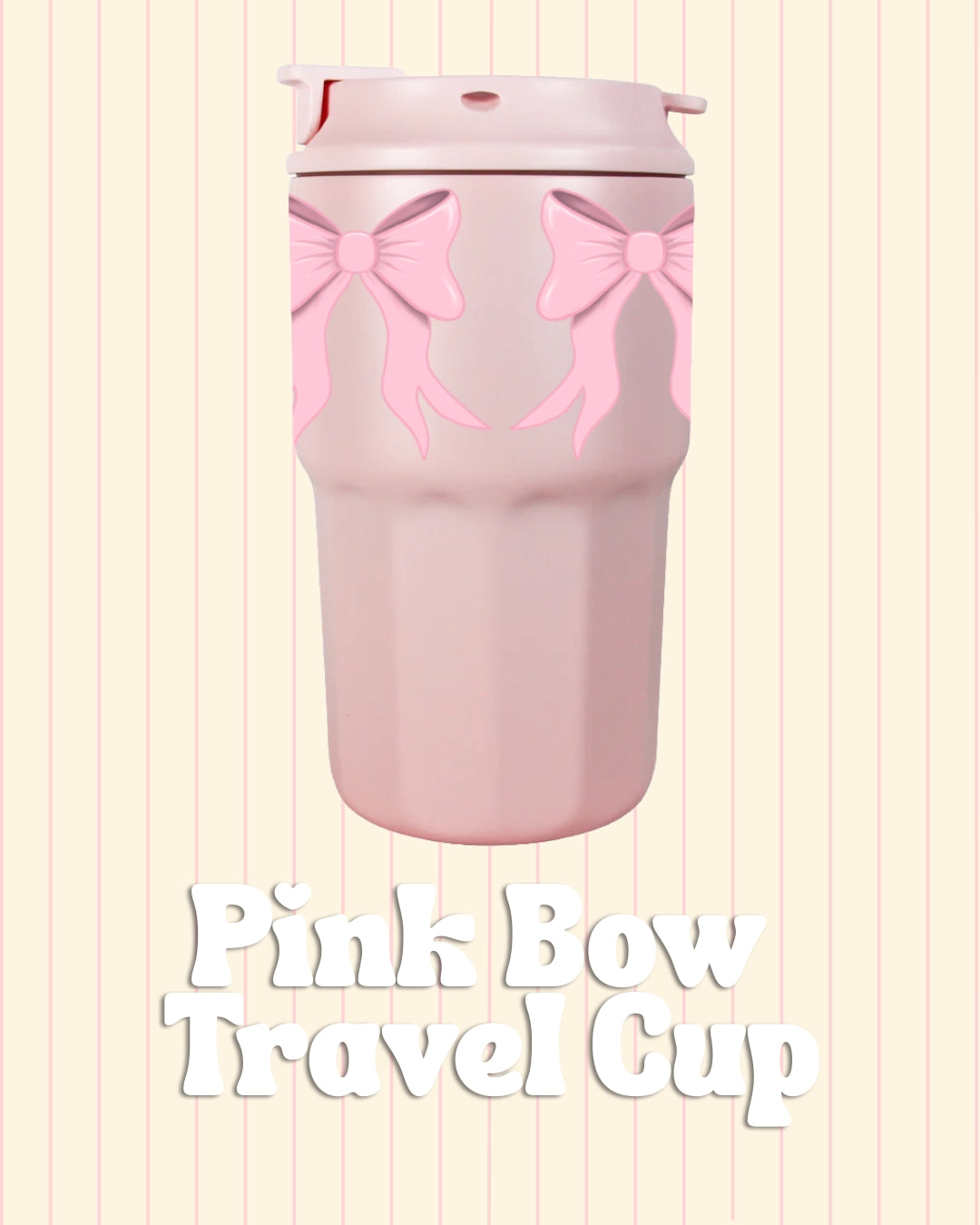 Pink bow coffee travel mug