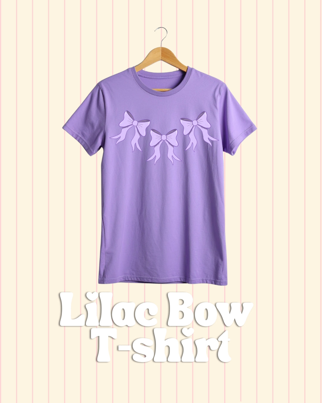 Cute cotton T-shirt with lilac bow design