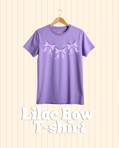 Cute cotton T-shirt with lilac bow design