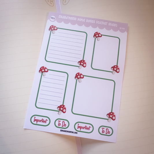 Mushrooms Note Boxes Icons Sticker Sheet