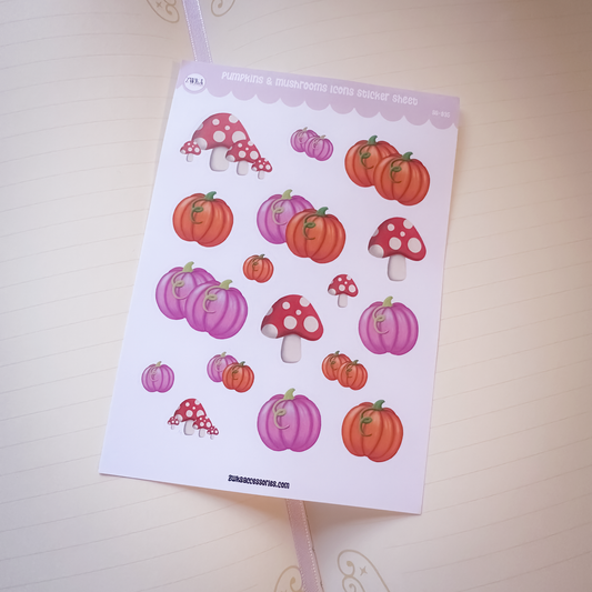 Pumpkins & Mushrooms Icons Sticker Sheet
