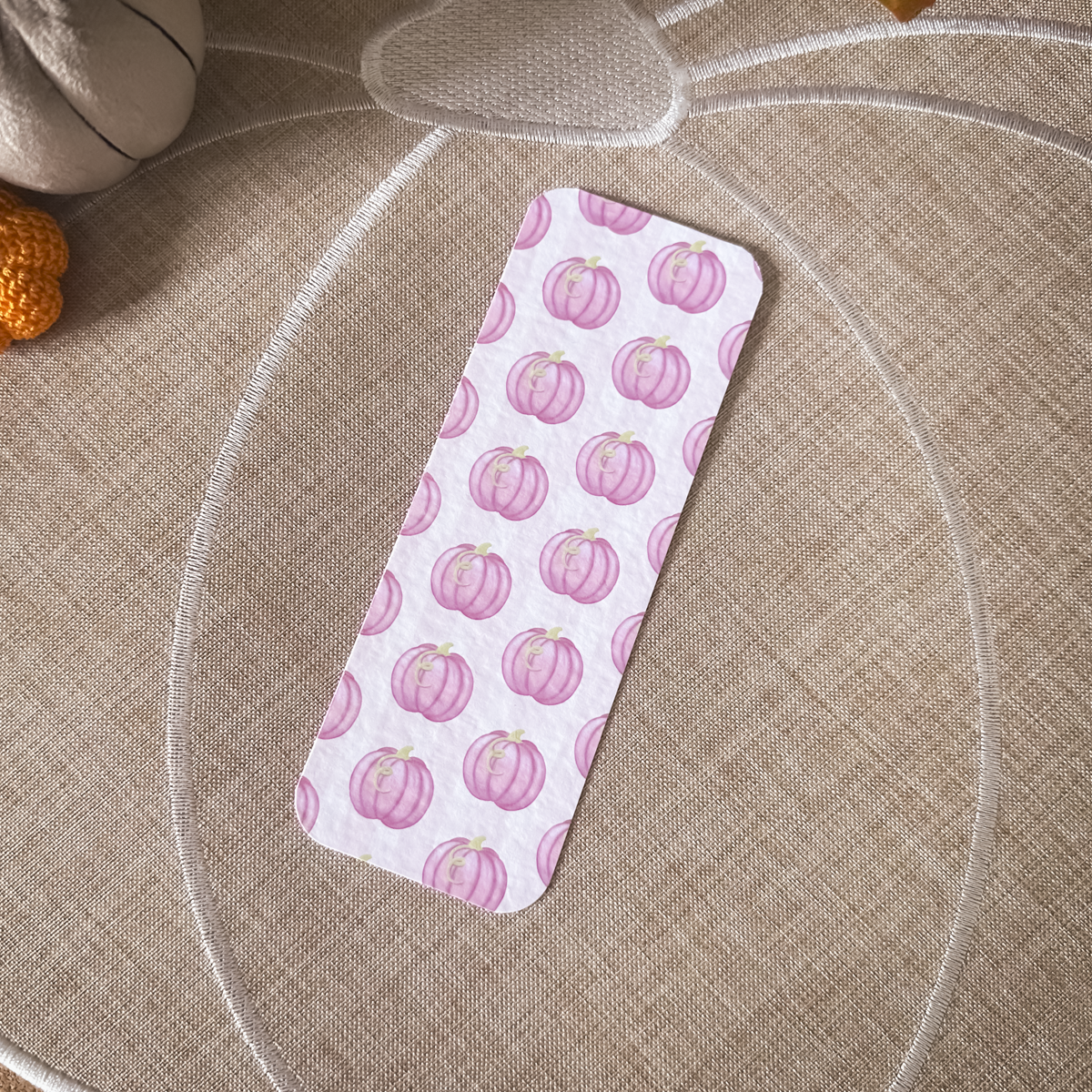 Pink Pumpkin Pattern Bookmark