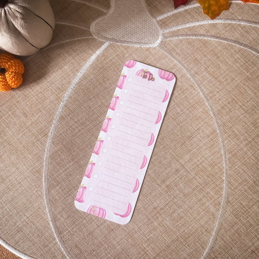 Pink Pumpkin Gingham To Do List Bookmark